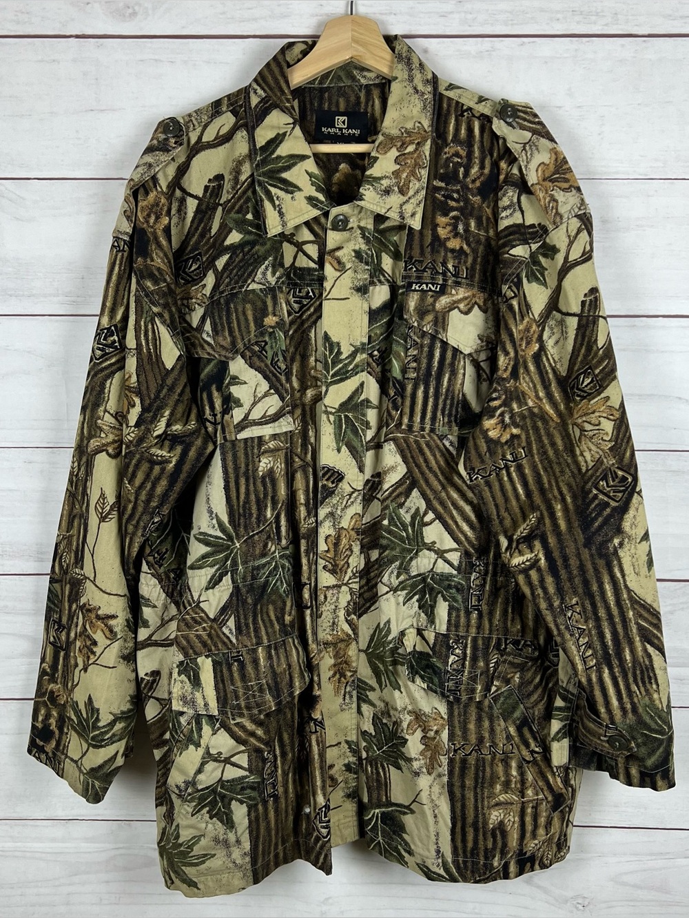 Vintage Karl Kani Khakis Button Jacket Mens XL Camo Hip Hop 90s
